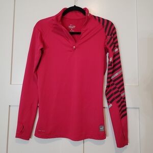 Nike Pro Combat Compression Dri Fit 1/4 zip Jacket Thumbholes Hot Pink S…